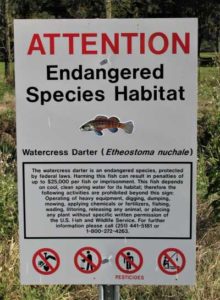 Endangered species sign